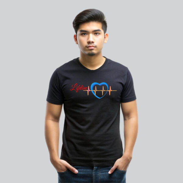Mens 100% Cotton Printed Round Neck Sustainable Fabric Lifeline T-shirt