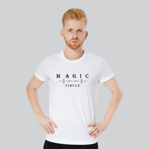 Mens 100% Cotton Printed Round Neck Sustainable Fabric Magic Circle F/B T-shirt