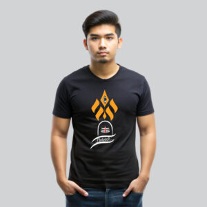 Mens 100% Cotton Printed Round Neck Sustainable Fabric Mahakal T-shirt Black