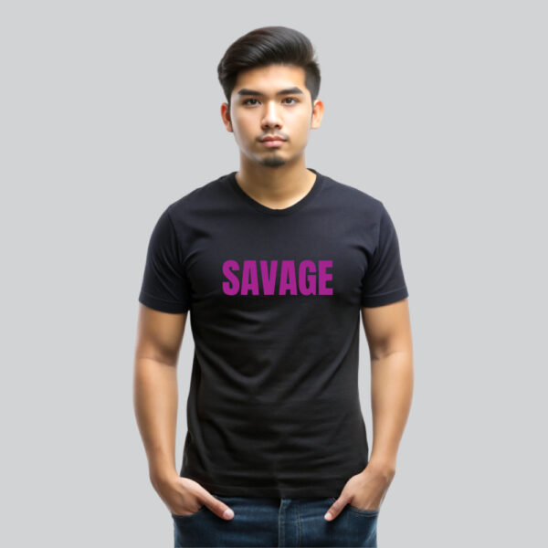 Mens 100% Cotton Printed Round Neck Sustainable Fabric Savage T-shirt