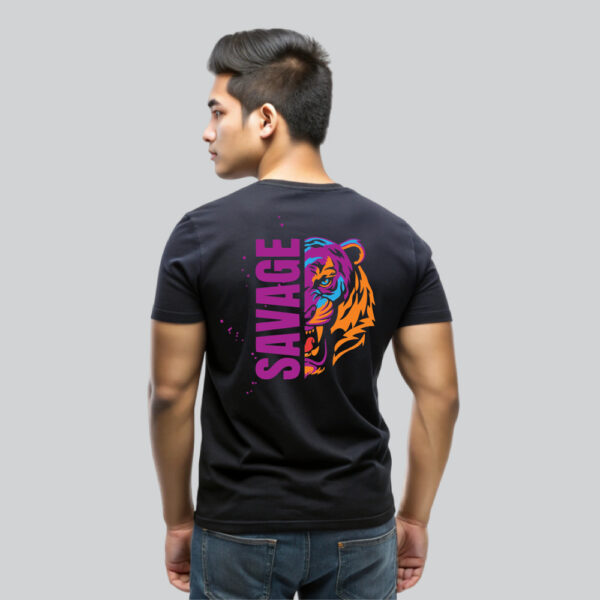 Mens 100% Cotton Printed Round Neck Sustainable Fabric Savage T-shirt - Image 2