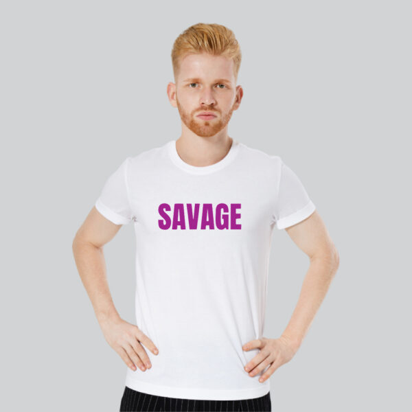 Mens 100% Cotton Printed Round Neck Sustainable Fabric Savage T-shirt - Image 3