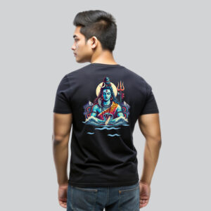 Mens 100% Cotton Printed Round Neck Sustainable Fabric Trishul - Shiva Himalaya T-shirt - Image 2