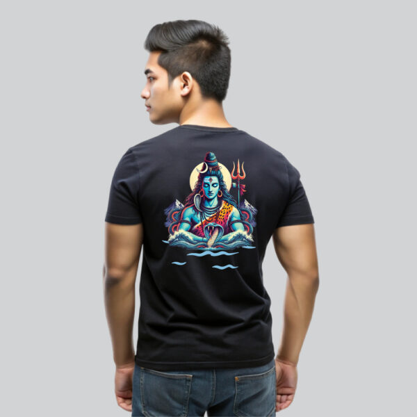 Mens 100% Cotton Printed Round Neck Sustainable Fabric Trishul - Shiva Himalaya T-shirt - Image 2
