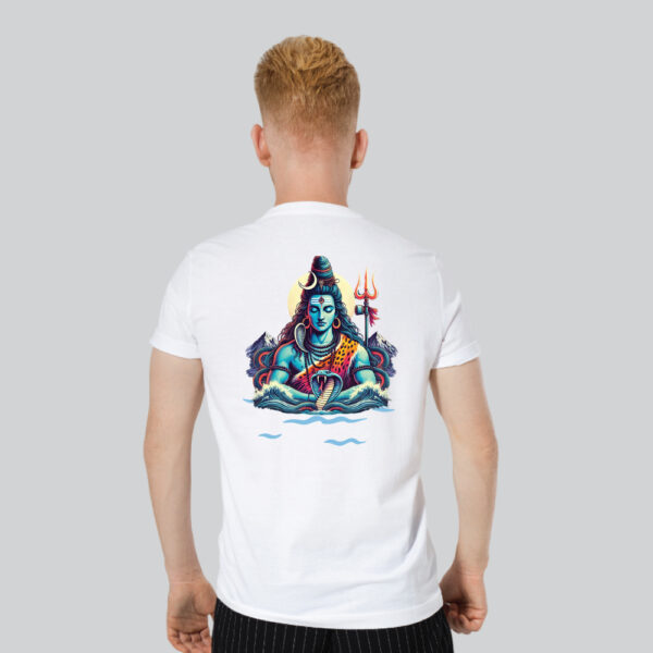 Mens 100% Cotton Printed Round Neck Sustainable Fabric Trishul - Shiva Himalaya T-shirt - Image 4