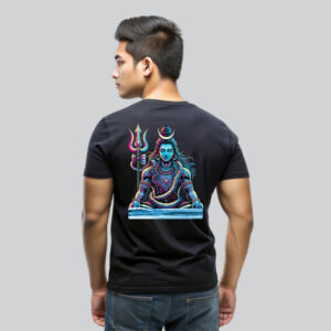Mens 100% Cotton Printed Round Neck Sustainable Fabric Trishul - Shiva Sea T-shirt - Image 4