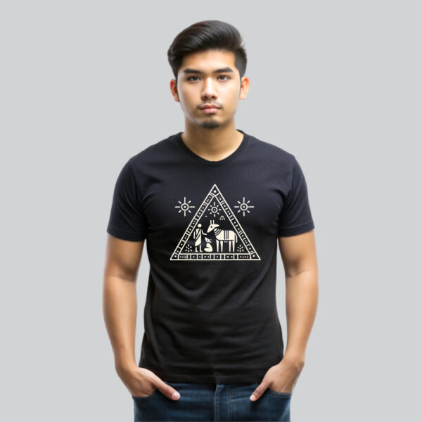 Mens 100% Cotton Printed Round Neck Sustainable Fabric Warli Art T-shirt Black