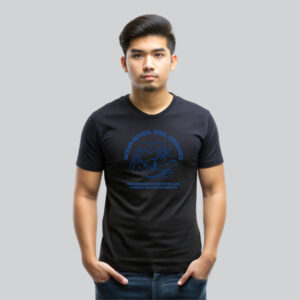 Mens 100% Cotton Printed Round Neck Unique Design Blue Ocean Moves, Soul Grooves T-shirt