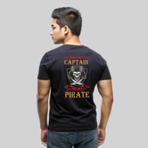 Mens 100% Cotton Printed Round Neck Unique Design Captain Pirate T-shirt - Image 2