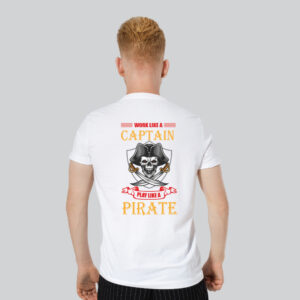 Mens 100% Cotton Printed Round Neck Unique Design Captain Pirate T-shirt - Image 4