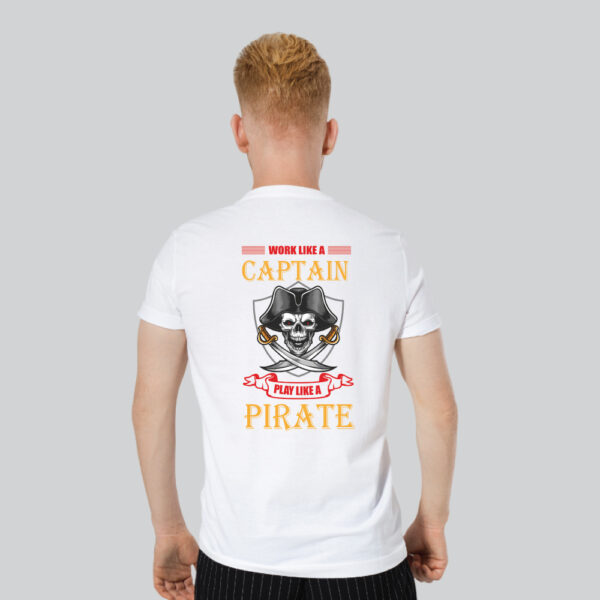Mens 100% Cotton Printed Round Neck Unique Design Captain Pirate T-shirt - Image 4
