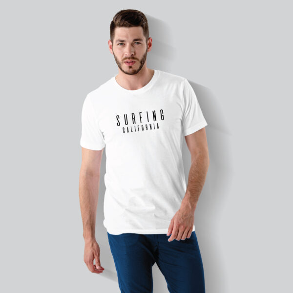 Mens 100% Cotton Printed Round Neck Unique Design Go Surfing California T-shirt