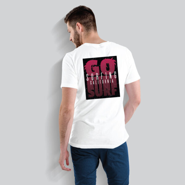 Mens 100% Cotton Printed Round Neck Unique Design Go Surfing California T-shirt - Image 2