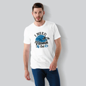 Mens 100% Cotton Printed Round Neck Unique Design I Need Vitamin Sea T-shirt