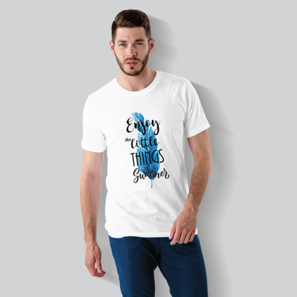 Mens 100% Cotton Printed Round Neck Unique Design Little-Things of Summer T-shirt