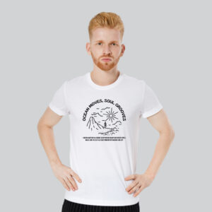 Mens 100% Cotton Printed Round Neck Unique Design Ocean Moves, Soul Grooves T-shirt