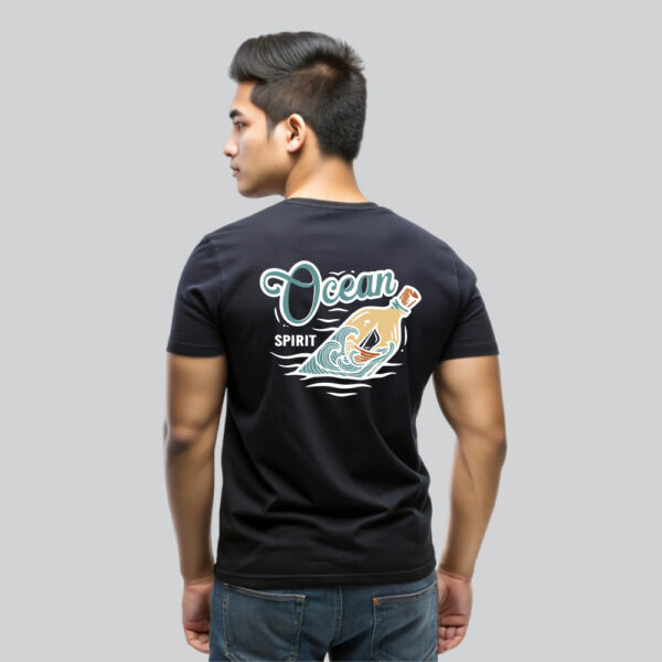Mens 100% Cotton Printed Round Neck Unique Design Ocean Spirit T-shirt - Image 2
