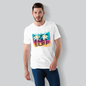 Mens 100% Cotton Printed Round Neck Unique Design Surf T-shirt