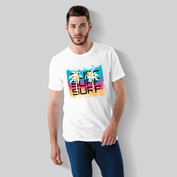 Mens 100% Cotton Printed Round Neck Unique Design Surf T-shirt