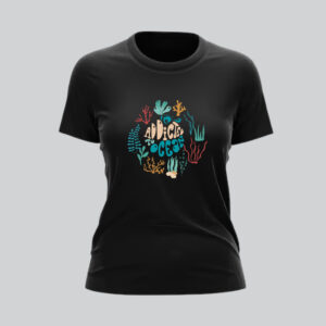 Womens 100% Cotton Printed Round Neck Unique Design Addicted to Ocean T-shirt - Image 4