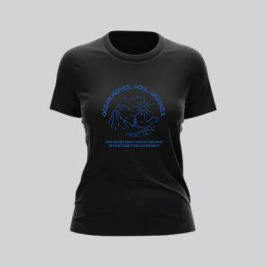 Womens 100% Cotton Printed Round Neck Unique Design Blue Ocean Moves, Soul Grooves T-shirt - Image 4