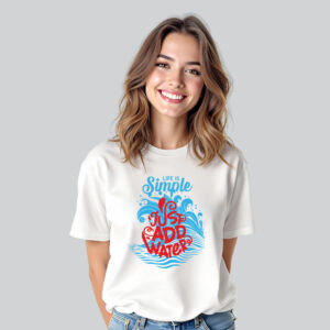 Womens 100% Cotton Printed Round Neck Unique Design Just Add Water Red T-shirt