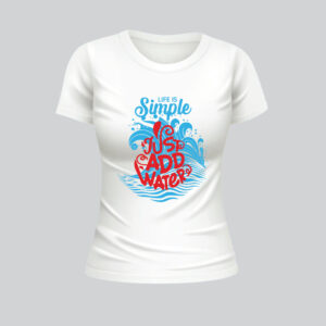 Womens 100% Cotton Printed Round Neck Unique Design Just Add Water Red T-shirt - Image 2