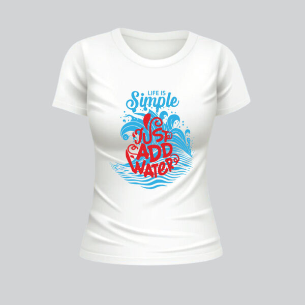 Womens 100% Cotton Printed Round Neck Unique Design Just Add Water Red T-shirt - Image 2