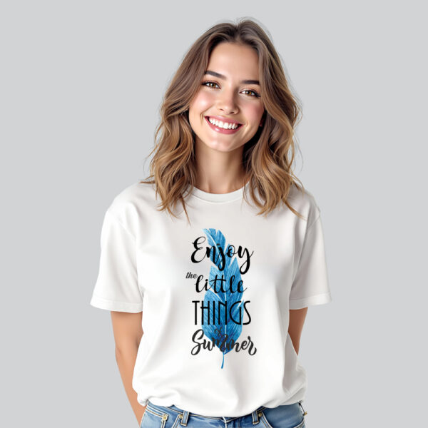Womens 100% Cotton Printed Round Neck Unique Design Little-Things of Summer T-shirt