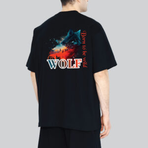 Unisex 240 GSM 100% Cotton Graphic Printed Round Neck Born to be Wild - Wolf Oversized T-shirt