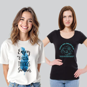 Women's Love Small Joys and Seaside Vibes Pack of-2 Combo T-shirts.