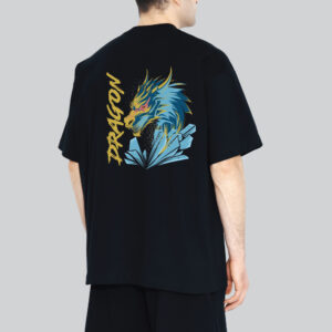 Unisex 240 GSM 100% Cotton Graphic Printed Round Neck Blue Dragon Fury Oversized T-shirt
