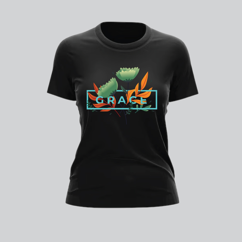 Womens 100% Cotton Printed Round Neck Unique Design Grace T-shirt - Image 2