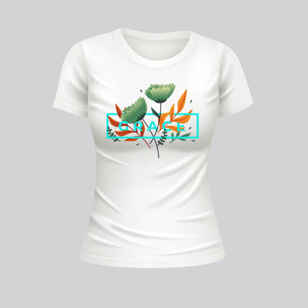 Womens 100% Cotton Printed Round Neck Unique Design Grace T-shirt - Image 4