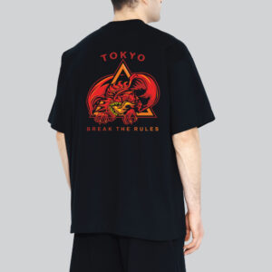 Unisex 240 GSM 100% Cotton Graphic Printed Round Neck Tokyo Rebel – Break the Rules Dragon Oversized T-shirt
