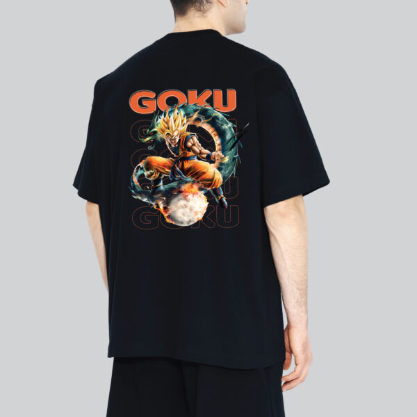 Goku with Dragon Fireball Oversized T-Shirt Super Saiyan Anime Tee Featuring Shenron & Power Surge