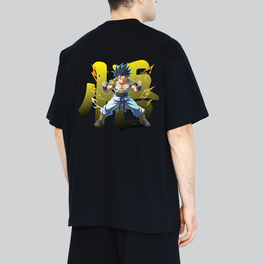 Gotenks Fusion Power Anime Oversized T-Shirt  – Dragon Ball Z Super Saiyan Kid Warrior Printed Tee - Image 1