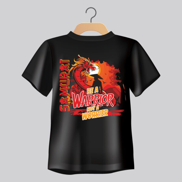 Men 100% Cotton Graphic Printed Round Neck Samurai Spirit – Be a Warrior, Not a Worrier Regular T-shirt - Image 5