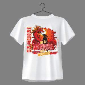Men 100% Cotton Graphic Printed Round Neck Samurai Spirit – Be a Warrior, Not a Worrier Regular T-shirt - Image 3