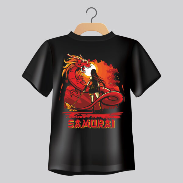 Women 100% Cotton Graphic Printed Round Neck Red Dragon Guardian – Samurai Women Regular T-shirt - Image 5