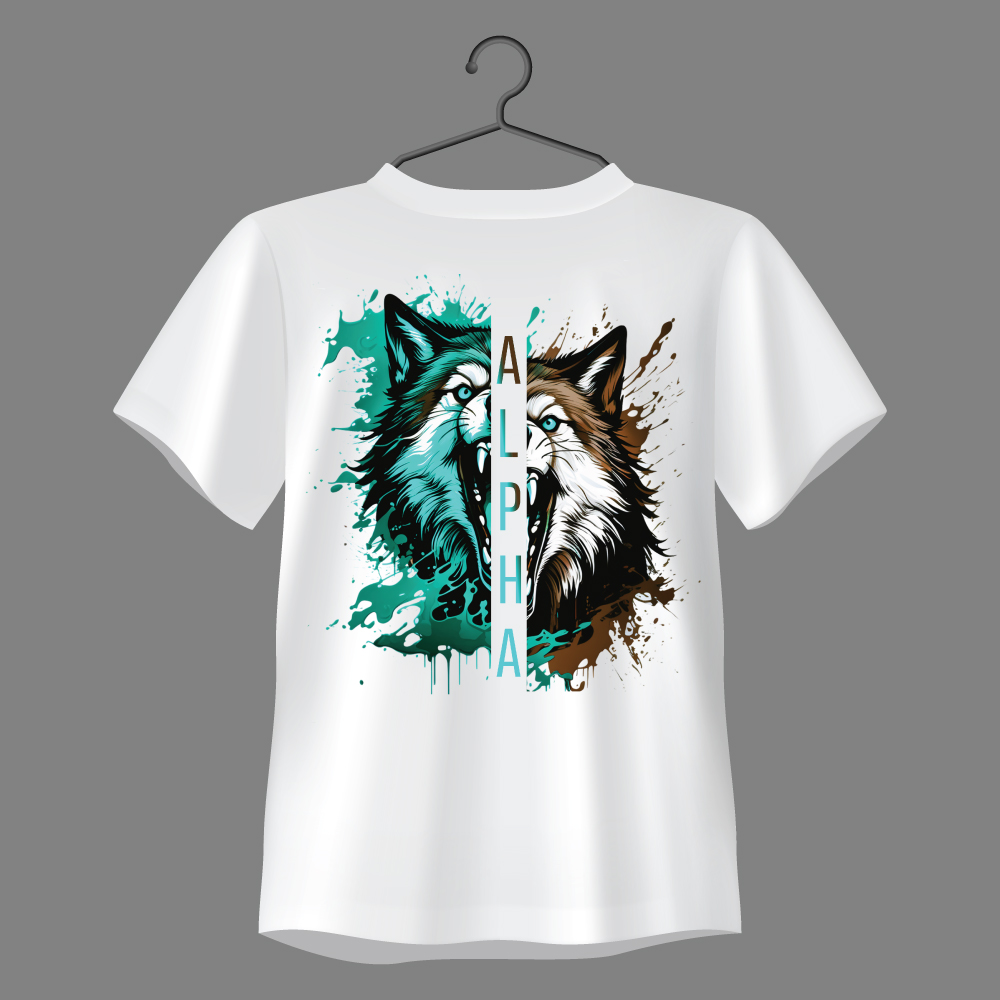 Alpha Dual Wolf Regular Fit Graphic T-Shirt
