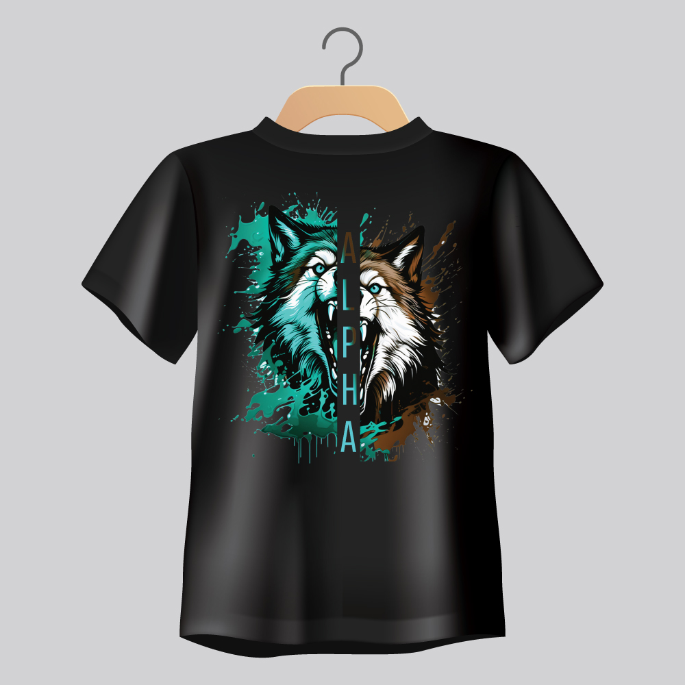 Alpha Dual Wolf Regular Fit Graphic T-Shirt