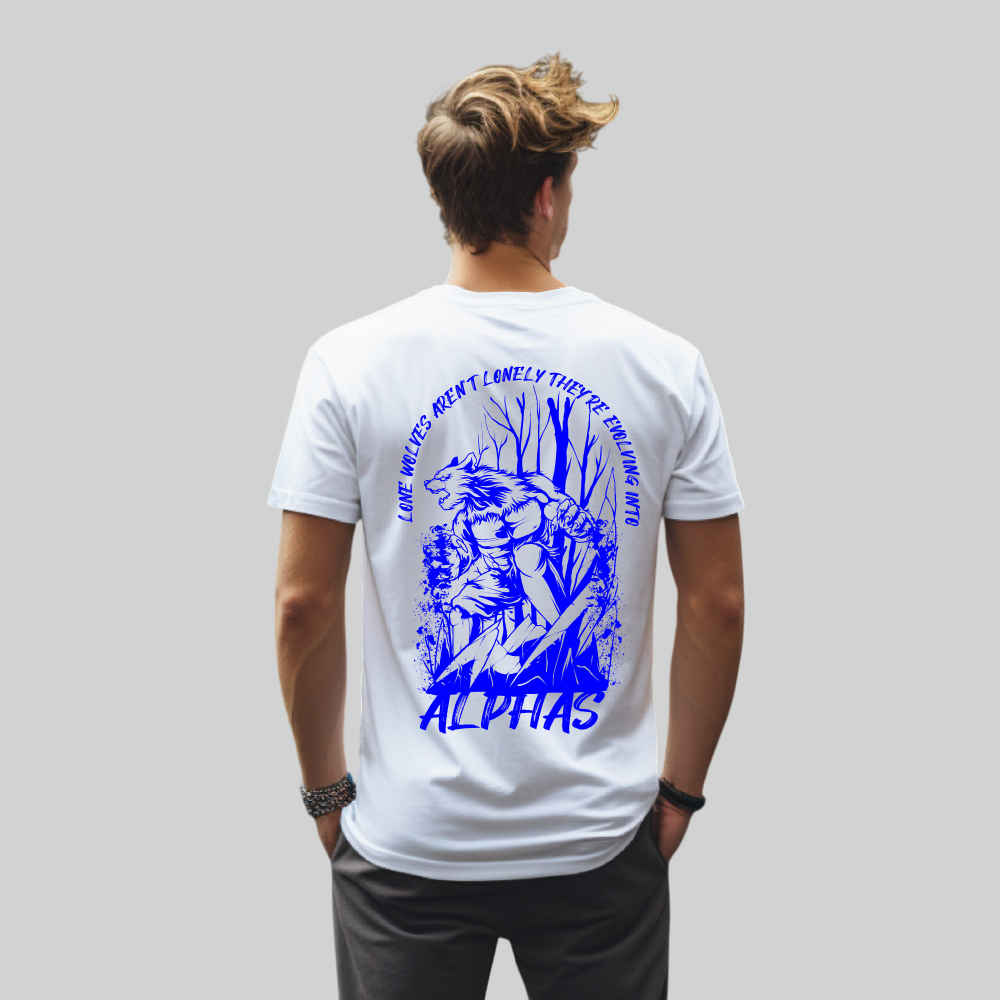 Lone Wolf “Evolving Into Alphas” Oversized Graphic Print T-Shirt – Motivational-Anime Wolf Tee - Image 3