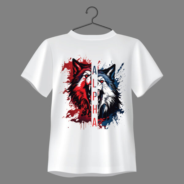 Alpha Dual Wolf Regular Fit Graphic T-Shirt