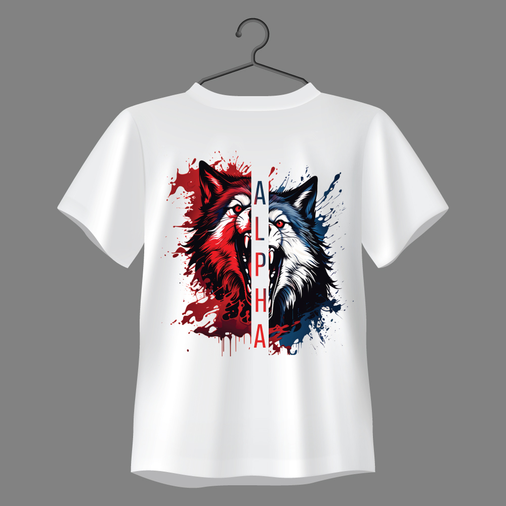 Alpha Dual Wolf Regular Fit Graphic T-Shirt