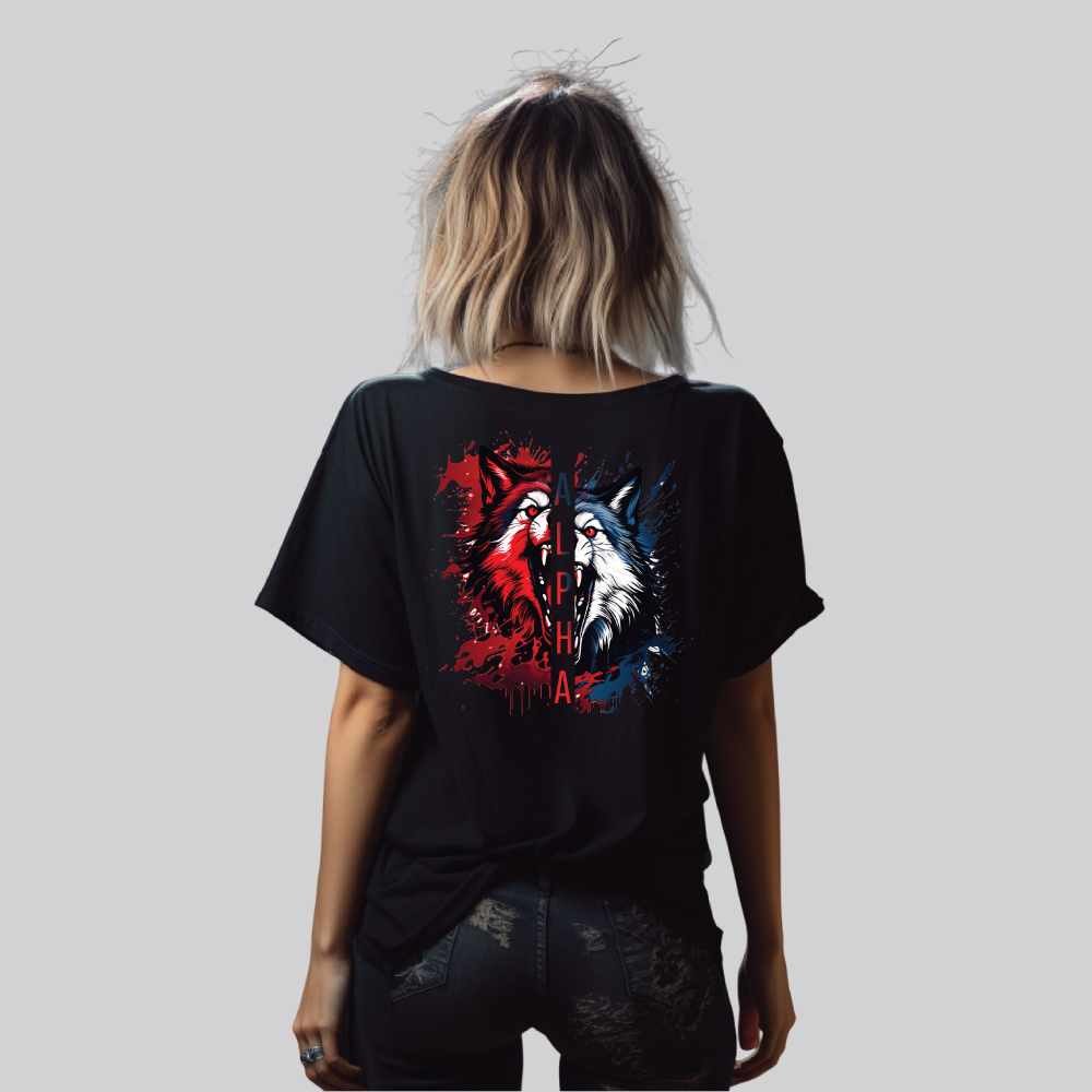 Alpha Dual Wolf Regular Fit Graphic T-Shirt