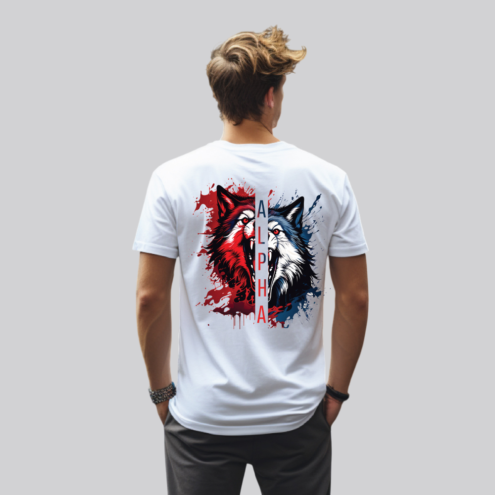 Alpha Dual Wolf Regular Fit Graphic T-Shirt